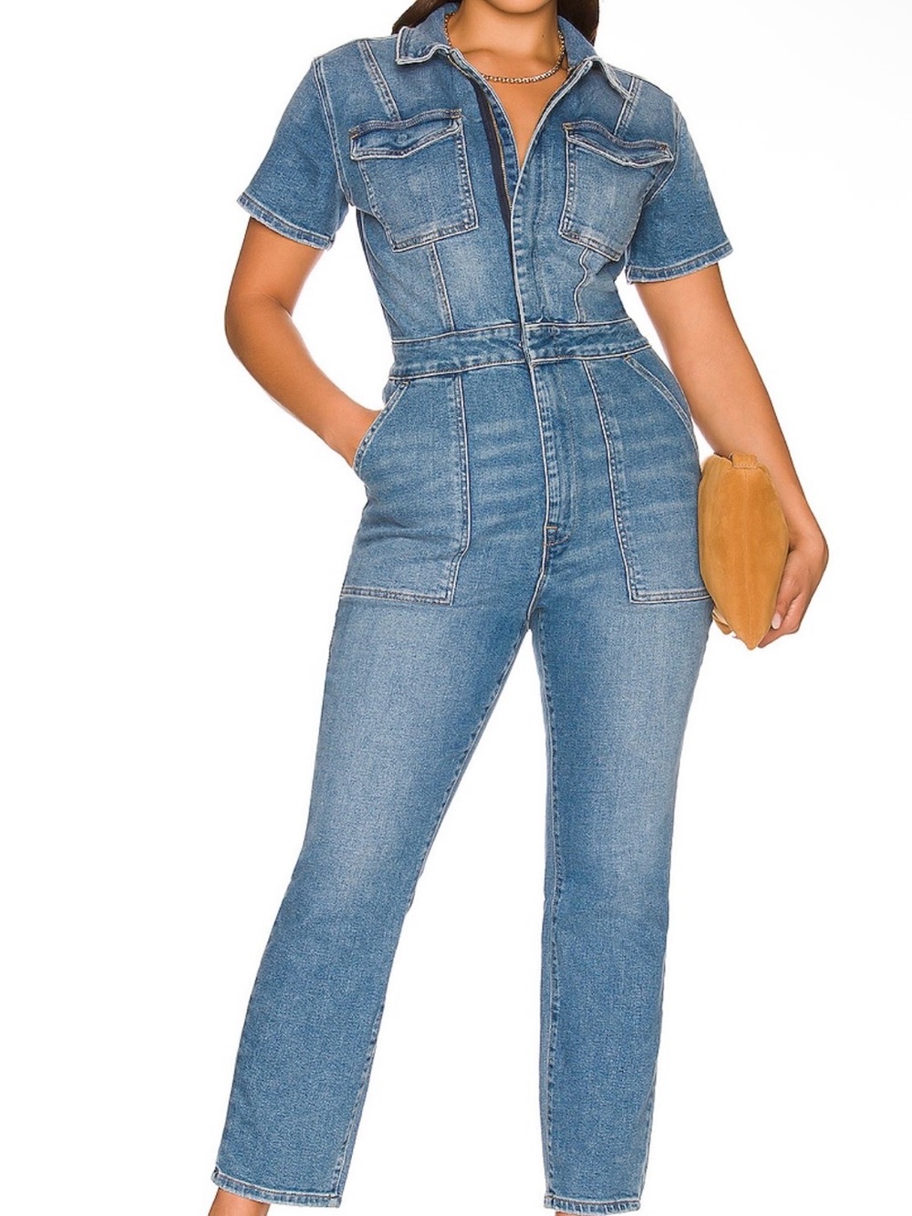 Good American Fit For Success Denim Jumpsuit Jeans, Blue274, Medium, Size 2, NWT